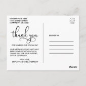 Mooie kalligrafie script bedankt trouwdag briefkaart (Achterkant)