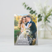 Mooie kalligrafie script bruiloft bedankt briefkaart (Staand voorkant)