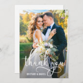 Mooie kalligrafie script bruiloft foto bedankkaart (Voorkant / Achterkant)