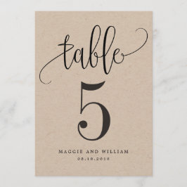 Mooie kalligrafie tafel nummer Kaart Kraft