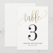 Mooie kalligrafie tafel nummertje nep goud kaart (Voorkant / Achterkant)