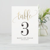 Mooie kalligrafie tafel nummertje nep goud kaart (Staand voorkant)