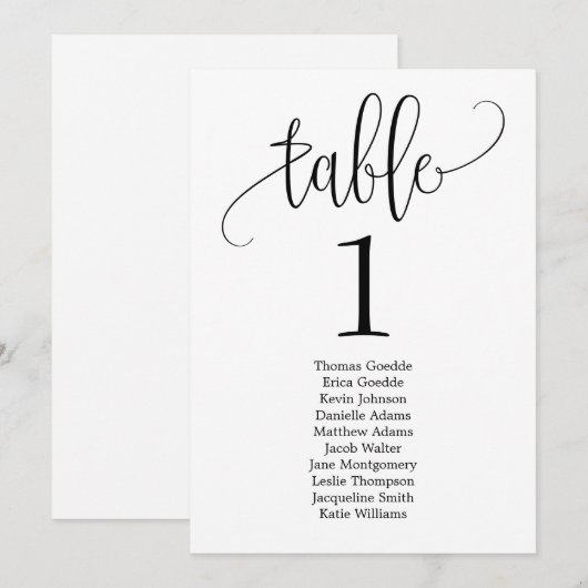 Mooie kalligrafie tafel zit Kaart (Voorkant / Achterkant)