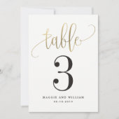 Mooie kalligrafie tafelnummerkaart namaakgoud kaart (Voorkant)