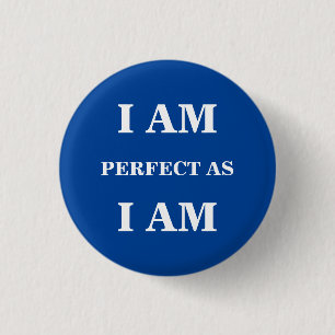Mooie kalligrafiewoorden op blauw ronde button 3,2 cm
