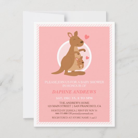 Mooie kangoeroe babyshower uitnodigingen (Voorkant)