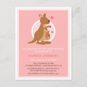 Mooie kangoeroe babyshower uitnodigingen