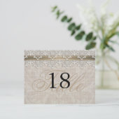 Mooie Kant & Burlap Chic Tafelnummer Briefkaart (Staand voorkant)