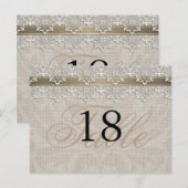 Mooie Kant & Burlap Chic Tafelnummer Briefkaart (Voorkant / Achterkant)