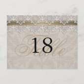 Mooie Kant & Burlap Chic Tafelnummer Briefkaart (Voorkant)