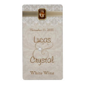 Mooie Kant & Burlap Chique Bruiloft Wijn Label (Voorkant)
