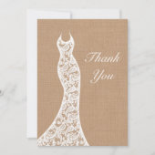 Mooie Kant & Burlap Dank u Bedankkaart (Voorkant)