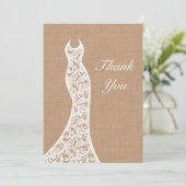 Mooie Kant & Burlap Dank u Bedankkaart (Staand voorkant)