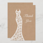 Mooie Kant & Burlap Dank u Bedankkaart (Voorkant / Achterkant)