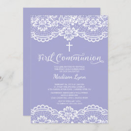 Mooie kant Eerste Heilige Communie Uitnodiging