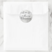 Mooie Kant en Strik Zilver Kerst Kerstmis Sticker (Tas)
