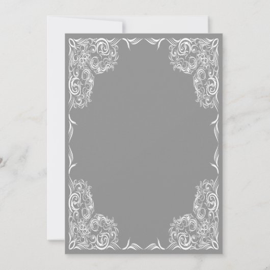 Mooie kant Lijst grijs bruiloft Kaart (Achterkant)