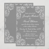 Mooie kant Lijst grijs bruiloft Kaart (Voorkant / Achterkant)