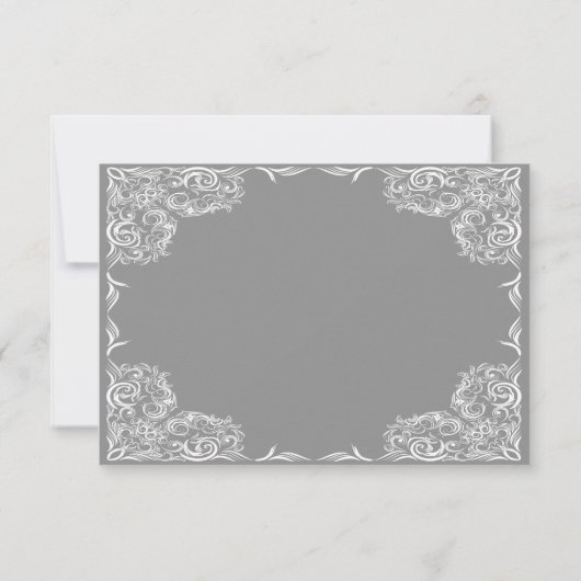 Mooie kant Lijst grijs bruiloft RSVP Kaartje (Achterkant)