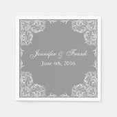Mooie kant Lijst grijs bruiloft Servetten (Voorkant)