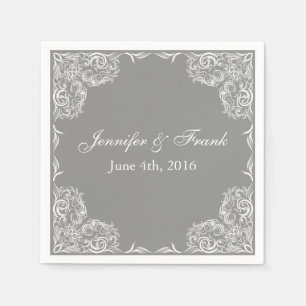 Mooie kant Lijst grijs bruiloft Servetten