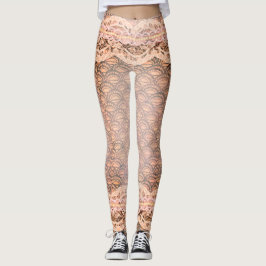 Mooie kant parels met roze rand die paasmakerij leggings