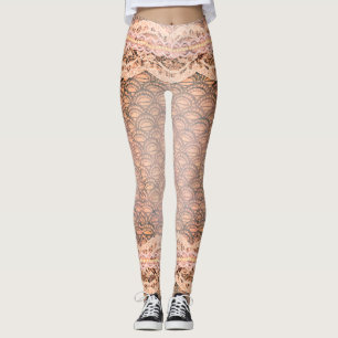 Mooie kant parels met roze rand die paasmakerij leggings