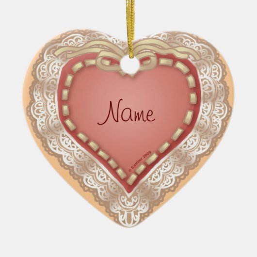 Mooie Kanten Hart ornament (Voorkant)