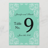 Mooie Kanten Lijst Aqua Trouwtafel Nr. Kaart (Achterkant)