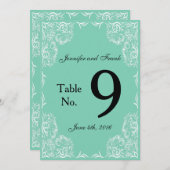 Mooie Kanten Lijst Aqua Trouwtafel Nr. Kaart (Voorkant / Achterkant)