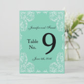 Mooie Kanten Lijst Aqua Trouwtafel Nr. Kaart (Staand voorkant)
