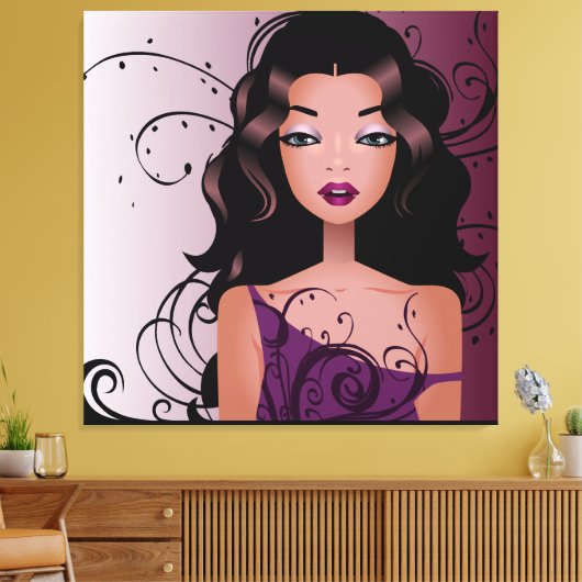 Mooie kapsel meisje 2 gewikkeld canvas (Insitu (Woonkamer))