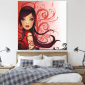 Mooie kapsel meisje gewikkeld canvas afdruk (Insitu (Slaapkamer))