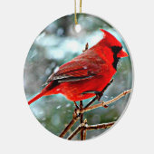 Mooie kardinaal in Snowy Tree Kerstmis Keramisch Ornament (Links)