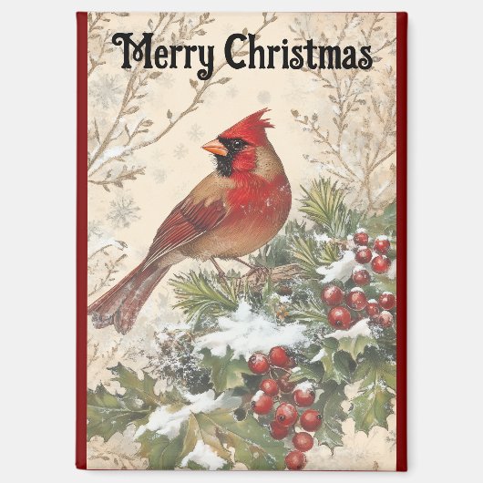 Mooie Kardinaal Kerstmagneet Magneet (Voorkant)