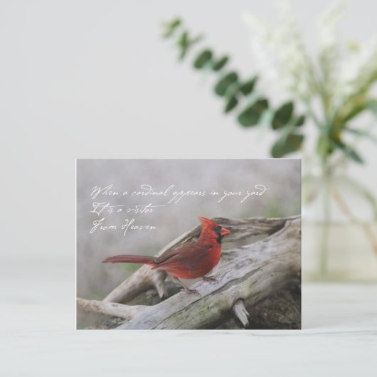 Mooie kardinaal met gezegde briefkaart (Staand voorkant)
