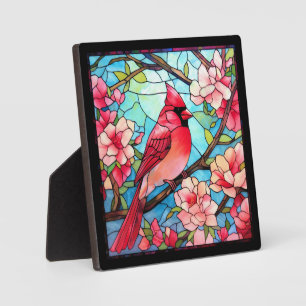 Mooie kardinaal rode vogel fotoplaat