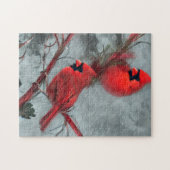 Mooie Kardinaal Vogels Legpuzzel (Horizontaal)