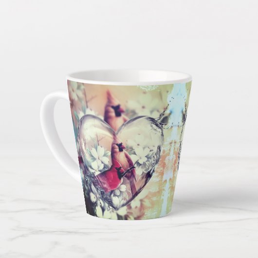 Mooie kardinale Tortelduifjes Latte Mok (Linkerhoek)