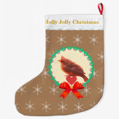 Mooie kardinale vogel grote kerstsok (Achterkant)