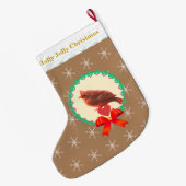 Mooie kardinale vogel grote kerstsok (Achterkant (Hangend))