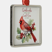 Mooie kardinalen verschijnen wanneer onze geliefde metalen ornament (Rechts)