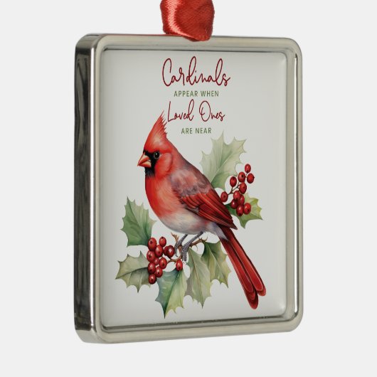 Mooie kardinalen verschijnen wanneer onze geliefde metalen ornament (Rechts)