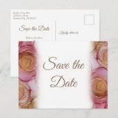 Mooie karmijn-Floral bruiloft bespaart de datum Aankondigingskaart (Voorkant / Achterkant)