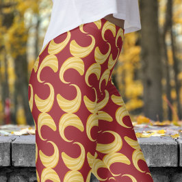 Mooie karmijn rood en goud curves patroon leggings