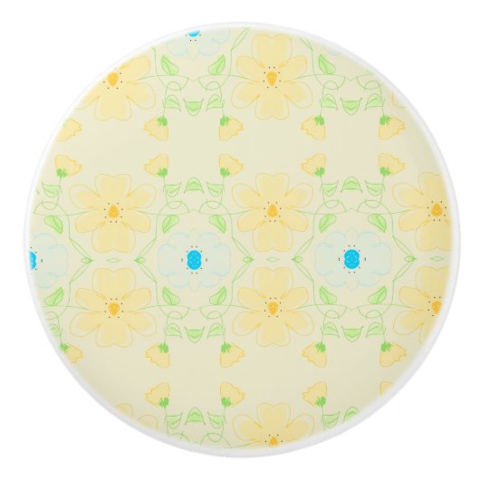 Mooie kast trekken met geel en Blauwgroen Keramische Knop (Voorkant)