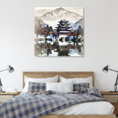 Mooie kasteel aan het meer canvas afdruk (Insitu (Slaapkamer))