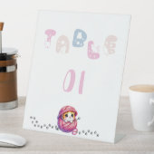 Mooie kat 1e verjaardag tafel nummers reclamebord met voetstuk (Insitu)