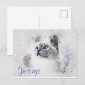Mooie kat aquarel briefkaart (Voorkant / Achterkant)