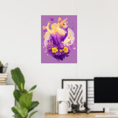 Mooie kat aquarel schildering met flora poster (Thuiskantoor)